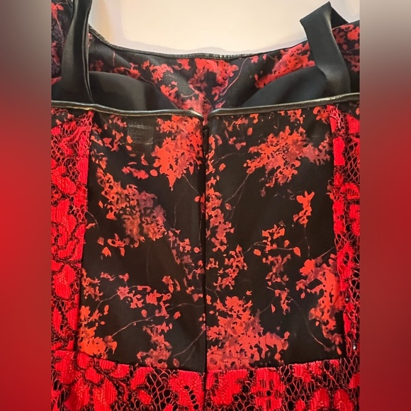 Diane von Furstenburg Vamp red black lace maxi sheer inset dress 8 whimsigoth - Picture 5 of 15